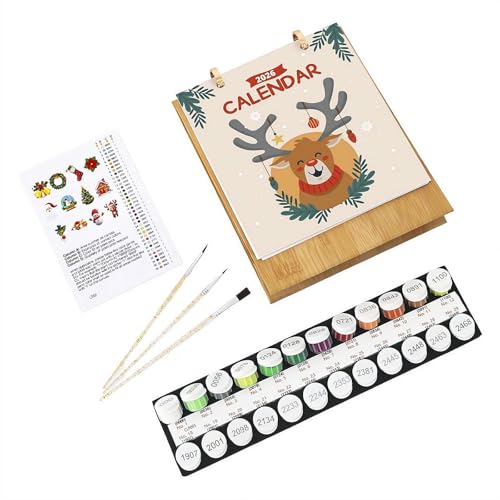 Malen-nach-Zahlen-Kalender-Set, Kalender 2026, 12 Monate, stehender Flip-Planer, aufstellbarer Kalender, Planer, Kunstbedarf für Zuhause, Schule, Büro von Fgbetcv