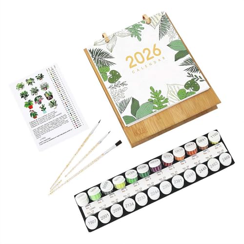 Malen-nach-Zahlen-Kalender-Set, Kalender 2026, 12 Monate, stehender Flip-Planer, aufstellbarer Kalender, Planer, Kunstbedarf für Zuhause, Schule, Büro von Fgbetcv