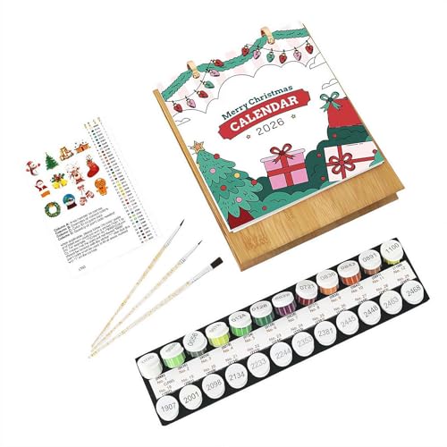 Malen-nach-Zahlen-Kalender-Set, Kalender 2026, 12 Monate, stehender Flip-Planer, aufstellbarer Kalender, Planer, Kunstbedarf für Zuhause, Schule, Büro von Fgbetcv