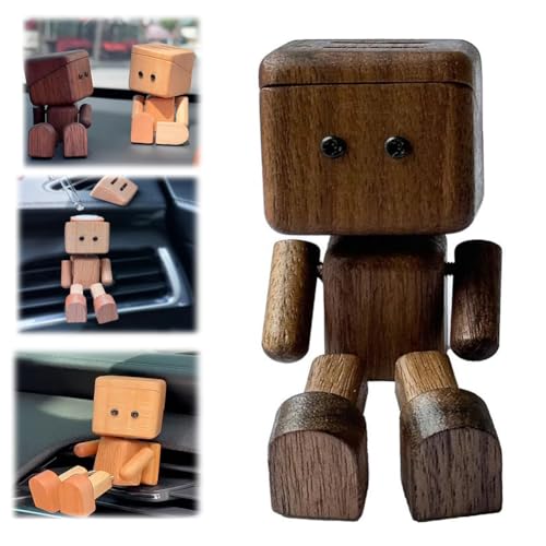 Schüttelnde Holzfigur, handgefertigte schüttelnde Füße, Holzpuppe mit mehreren magnetischen Dekorationen, moderne kreative Schreibtisch-Ornamente, kleine nerdige Puppen für Zuhause, Büro von Fgbetcv
