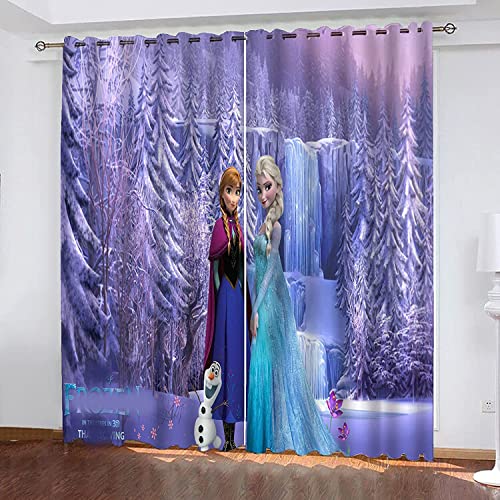 Fgolphd Anime Frozen Verdunkelungsvorhang-Set 2er Set, Cartoons Anna ELSA Kristoff Verdunklungsgardine Ösen, Fur Wohnzimmer Chlafzimmer Dekoration (100×140(BxH),6) von Fgolphd