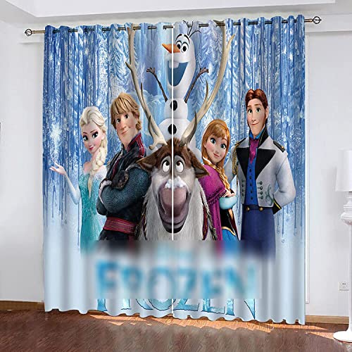 Fgolphd Anime Frozen Verdunkelungsvorhang-Set 2er Set, Cartoons Anna ELSA Kristoff Verdunklungsgardine Ösen, Fur Wohnzimmer Chlafzimmer Dekoration (220×215(BxH),11) von Fgolphd