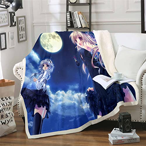 Fgolphd Anime Mädchen Decken Fleecedecken for Erwachsene Kinder, 100% Mikrofaser,Weich und warm,für Schlafsofa und Sofa (8,100 x 140 cm) von Fgolphd