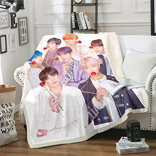 Fgolphd BTS Bulletproof Boy Scouts Decken 100% Microfibre, Fleecedecken for Erwachsene Kinder Weich Und Warm,Weich und warm,für Schlafsofa und Sofa (2,150x200cm) von Fgolphd