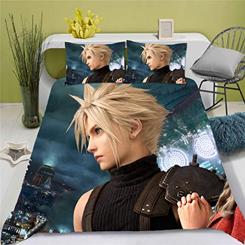 Fgolphd Bettwäsche 3D Anime Final Fantasy Bettbezug Set Bettwäsche Set Mikrofaser Bettbezug Mit Reißverschluss? Kinder Geschenk (1,135 * 200) von Fgolphd