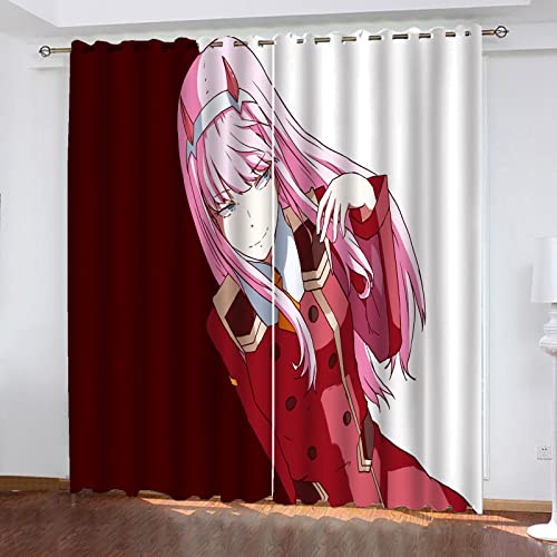 Fgolphd Darling In The FranXX Verdunkelungsvorhang-Set 2er Set für Kinderzimmer,Gardinen Verdunklungsgardine Ösen für Schlafzimmer (5,280×180(BxH) cm) von Fgolphd