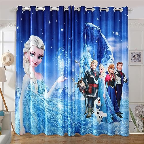 Fgolphd Frozen ELSA Verdunkelungsvorhang Wasserdichter Stoff Gardinen Für Kinderzimmer,Ösen Oben Für Gardinen?3D-Digitaldruck 100% Polyester (100×140(BxH),15) von Fgolphd