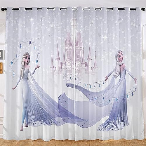 Fgolphd Frozen ELSA Verdunkelungsvorhang Wasserdichter Stoff Gardinen Für Kinderzimmer,Ösen Oben Für Gardinen?3D-Digitaldruck 100% Polyester (100×140(BxH),18) von Fgolphd