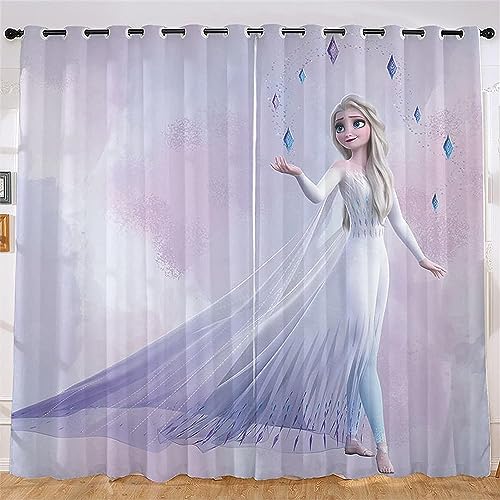 Fgolphd Frozen ELSA Verdunkelungsvorhang Wasserdichter Stoff Gardinen Für Kinderzimmer,Ösen Oben Für Gardinen?3D-Digitaldruck 100% Polyester (150×166(BxH),22) von Fgolphd