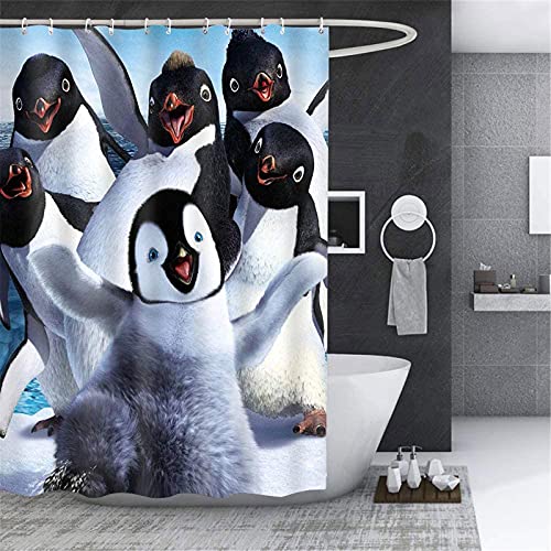 Fgolphd Duschvorhang 120x200 180x200 180x180 200x240 Textil Lustig Tier Elefant Pinguin Bunt Pink Blau?Shower Curtains Wasserdicht Dekorieren Sie Ihr Badezimmer (7,200 x 200 cm) von Fgolphd
