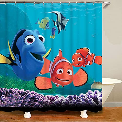 Fgolphd Duschvorhang 120x200 180x200 180x180 200x240 Clownfish Bunt Pink Blau, 3D-Druck 100% Polyester,Shower Curtains Wasserdicht?Ocean World (7,180 x 200 cm) von Fgolphd