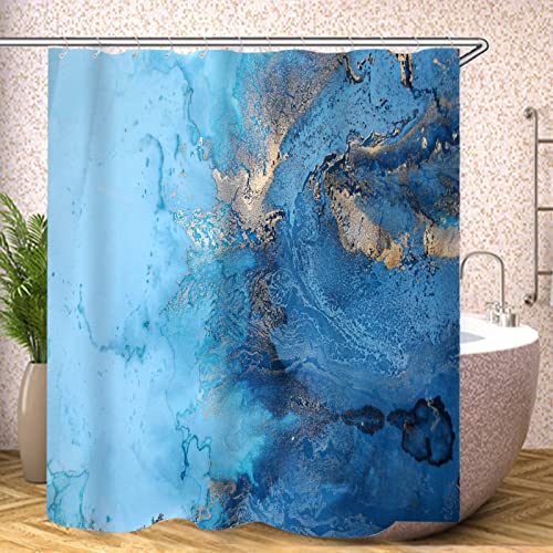 Fgolphd Duschvorhang Textil 120x200 180x200 180x180 200x240 Marmor Muster Schwarz Bunt Pink Blau, 3D-Druck 100% Polyester,Shower Curtains Wasserdicht (1,120 x 200 cm) von Fgolphd