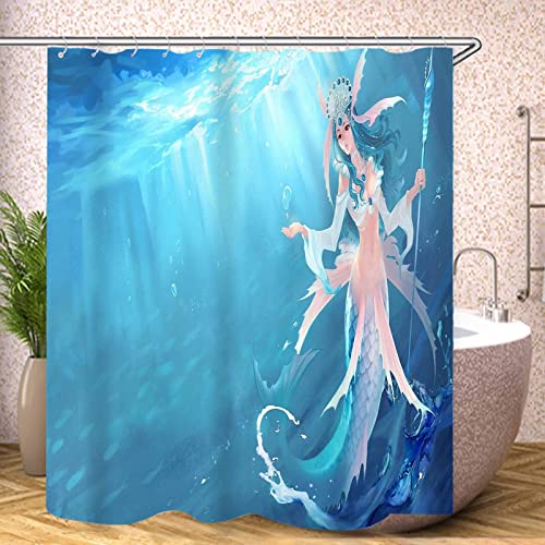 Fgolphd Duschvorhang Textil 120x200 180x200 180x180 Anime Mädchen Bunt Pink Blau, 3D-Druck 100% Polyester,Shower Curtains Wasserdicht (17,200 x 200 cm) von Fgolphd