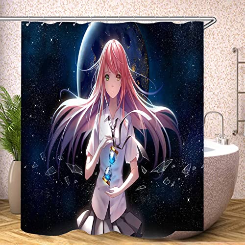 Fgolphd Duschvorhang Textil 120x200 180x200 180x180 Anime Mädchen Bunt Pink Blau, 3D-Druck 100% Polyester,Shower Curtains Wasserdicht (2,120 x 200 cm) von Fgolphd