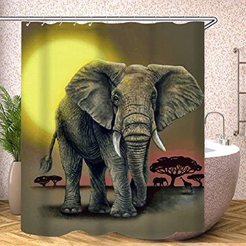 Fgolphd Elefant Duschvorhang Textil 120x200 180x200 180x180 200x240 Tier Bunt Pink Blau,3D-Druck 100% Polyester,Shower Curtains Wasserdicht (16,180 x 200 cm) von Fgolphd