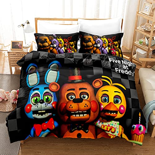 Fgolphd Five Nights at Freddy's Bettwäsche-Set 3D-Digitaldruck-Mikrofaser Für Erwachsene Und Kinder Bettbezug Mit Kissenbezug (135x200cm,1) von Fgolphd