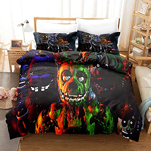 Fgolphd Five Nights at Freddy's Bettwäsche-Set 3D-Digitaldruck-Mikrofaser Für Erwachsene Und Kinder Bettbezug Mit Kissenbezug (135x200cm,6) von Fgolphd