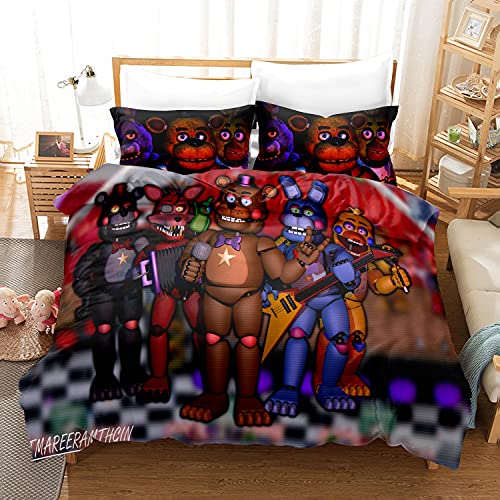 Fgolphd Five Nights at Freddy's Bettwäsche-Set 3D-Digitaldruck-Mikrofaser Für Erwachsene Und Kinder Bettbezug Mit Kissenbezug (135x200cm,8) von Fgolphd