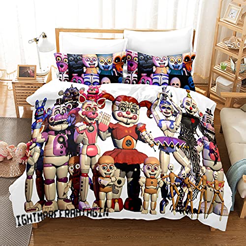 Fgolphd Five Nights at Freddy's Bettwäsche-Set 3D-Digitaldruck-Mikrofaser Für Erwachsene Und Kinder Bettbezug Mit Kissenbezug (200 x 200cm,7) von Fgolphd