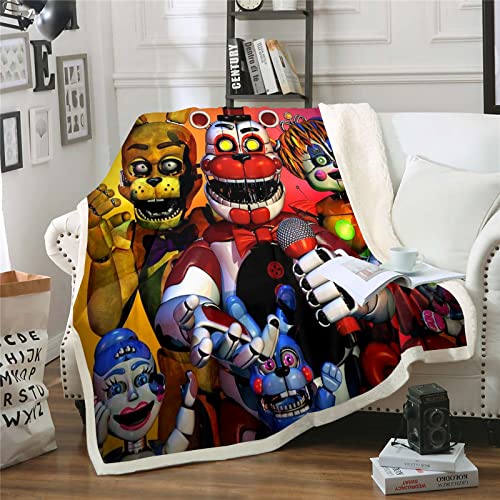 Fgolphd Five Nights at Freddy's Decken Fleecedecken for Erwachsene Kinder, 100% Mikrofaser,Weich und warm,für Schlafsofa und Sofa (11,130x150cm) von Fgolphd