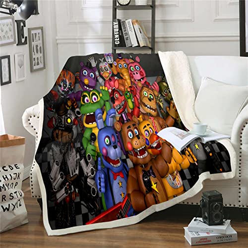 Fgolphd Five Nights at Freddy's Decken Fleecedecken for Erwachsene Kinder, 100% Mikrofaser,Weich und warm,für Schlafsofa und Sofa (12,100 x 140 cm) von Fgolphd