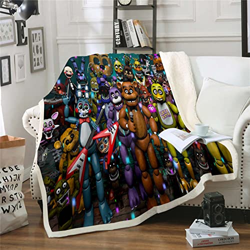 Fgolphd Five Nights at Freddy's Decken Fleecedecken for Erwachsene Kinder, 100% Mikrofaser,Weich und warm,für Schlafsofa und Sofa (3,130x150cm) von Fgolphd