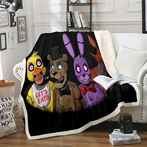 Fgolphd Five Nights at Freddy's Decken Fleecedecken for Erwachsene Kinder, 100% Mikrofaser,Weich und warm,für Schlafsofa und Sofa (6,150x200cm) von Fgolphd