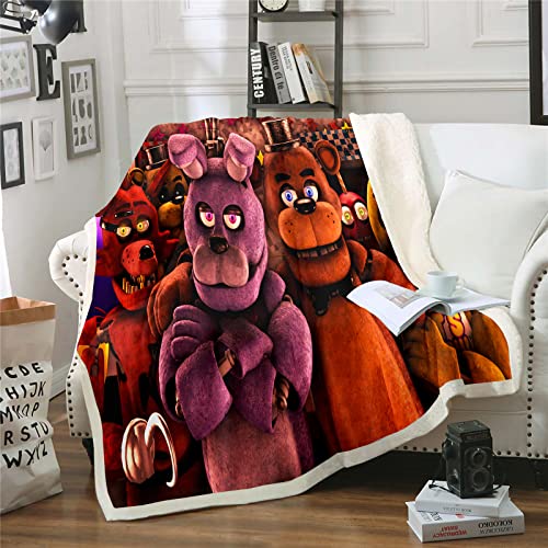 Fgolphd Five Nights at Freddy's Decken Fleecedecken for Erwachsene Kinder, 100% Mikrofaser,Weich und warm,für Schlafsofa und Sofa (7,100 x 140 cm) von Fgolphd