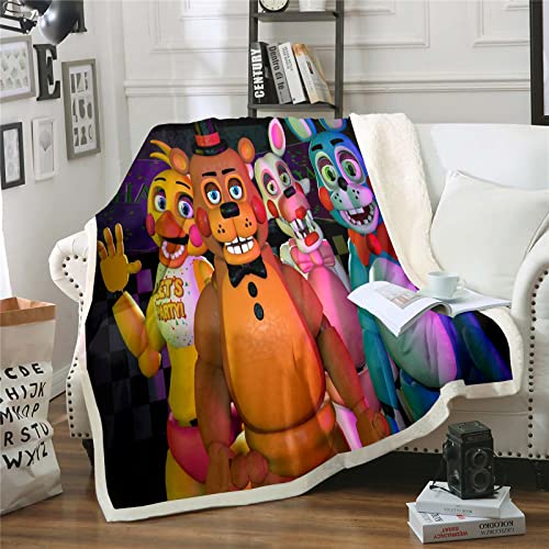 Fgolphd Five Nights at Freddy's Decken Fleecedecken for Erwachsene Kinder, 100% Mikrofaser,Weich und warm,für Schlafsofa und Sofa (8,130x150cm) von Fgolphd