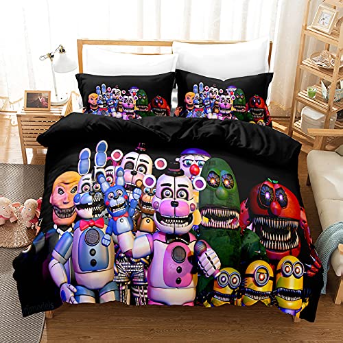 Fgolphd Five Nights at Freddy's bettwäsche-Sets mit Kissenbezug,Kinderbettwäsche microfaser 3D Digital Print mit Kettenreißverschluss (10,Single 135×200CM) von Fgolphd