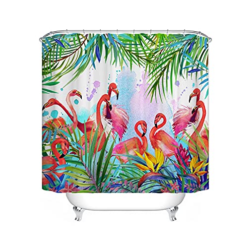 Fgolphd Flamingo Duschvorhänge Pink 180x200 Textil 120x200 Grüne180x180 200x240 Bunt Strand,100% Polyester,Shower Curtains Wasserdicht (10,120 x 200 cm) von Fgolphd