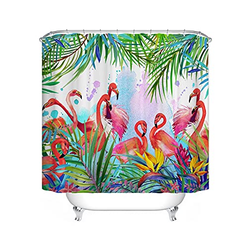 Fgolphd Flamingo Duschvorhänge Pink 180x200 Textil 120x200 Grüne180x180 200x240 Bunt Strand,100% Polyester,Shower Curtains Wasserdicht (10,200 x 240 cm) von Fgolphd