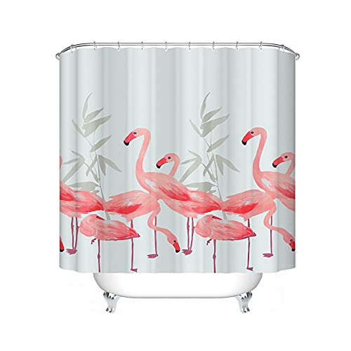 Fgolphd Flamingo Duschvorhänge Pink 180x200 Textil 120x200 Grüne180x180 200x240 Bunt Strand,100% Polyester,Shower Curtains Wasserdicht (21,200 x 240 cm) von Fgolphd