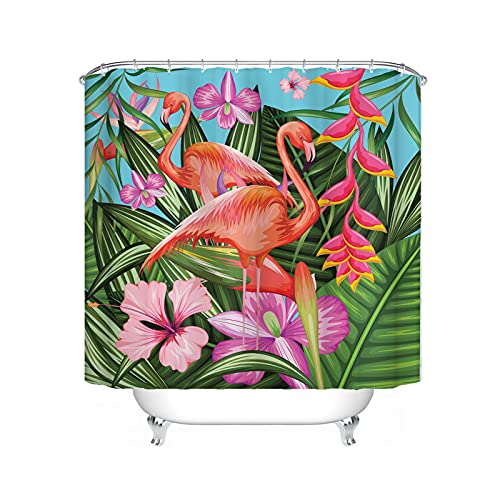 Fgolphd Flamingo Duschvorhänge Pink 180x200 Textil 120x200 Grüne180x180 200x240 Bunt Strand,100% Polyester,Shower Curtains Wasserdicht (24,200 x 200 cm) von Fgolphd