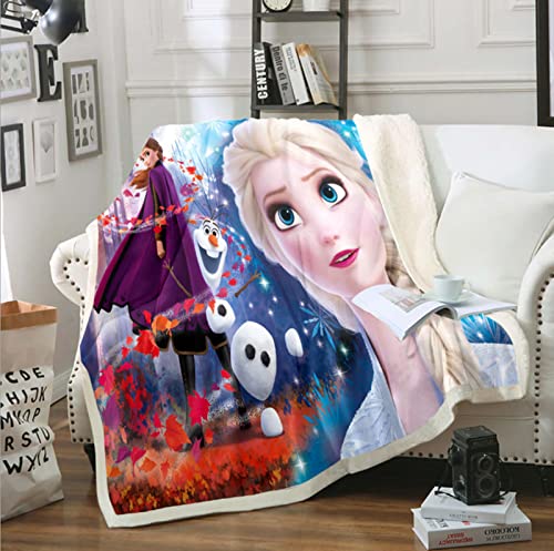 Fgolphd Frozen Decken Olaf Kristoff Anna Und ELSA Fleecedecken for Erwachsene Kinder, 100% Mikrofaser,Weich und warm,für Schlafsofa und Sofa (3,100 x 140 cm) von Fgolphd