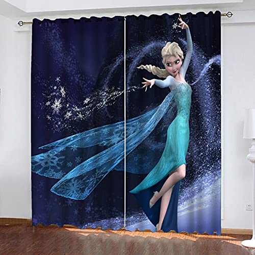 Fgolphd Frozen Verdunkelungsvorhang-Set für Schlafzimmer 3D-Druck Anna and ELSA Olaf vorhänge für Kinderzimmer schiebegardine Blickdicht für Dekoration Wohnzimmer Esszimmer (3,150×166(BxH) cm) von Fgolphd