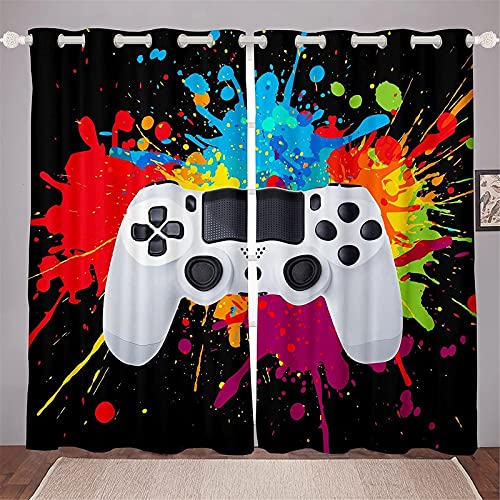 Fgolphd Gamepad Verdunkelungsvorhang Games Wasserdichter Stoff Gardinen Für Kinderzimmer,Ösen Oben Für Gardinen?100% Polyester (100×140(BxH),13) von Fgolphd