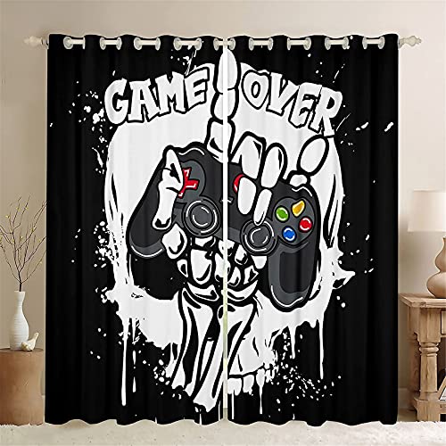 Fgolphd Gamepad Verdunkelungsvorhang Games Wasserdichter Stoff Gardinen Für Kinderzimmer,Ösen Oben Für Gardinen?100% Polyester (150×166(BxH),10) von Fgolphd