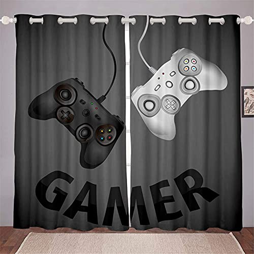 Fgolphd Gamepad Verdunkelungsvorhang Games Wasserdichter Stoff Gardinen Für Kinderzimmer,Ösen Oben Für Gardinen?100% Polyester (150×166(BxH),11) von Fgolphd