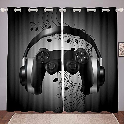 Fgolphd Gamepad Verdunkelungsvorhang Games Wasserdichter Stoff Gardinen Für Kinderzimmer,Ösen Oben Für Gardinen?100% Polyester (183×160(BxH),17) von Fgolphd
