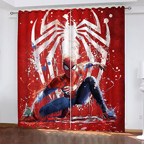 Fgolphd Gardinen Blickdicht Spiderhero 2er Set Verdunklungsgardine Ösen Gardinen Vorhang Lichtundurchlässig Wärmeisolierung Polyester Schlafzimmer (1,220 × 215CM) von Fgolphd