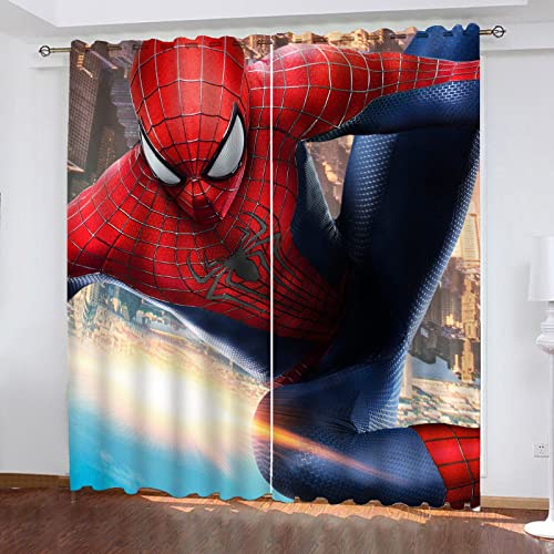 Fgolphd Gardinen Blickdicht Spiderhero 2er Set Verdunklungsgardine Ösen Gardinen Vorhang Lichtundurchlässig Wärmeisolierung Polyester Schlafzimmer (10,280 × 245CM) von Fgolphd