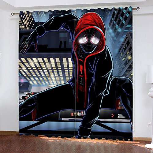 Fgolphd Gardinen Blickdicht Spidermen 2er Set Verdunklungsgardine Ösen Gardinen Vorhang Lichtundurchlässig Wärmeisolierung Polyester Schlafzimmer (4,150 × 166CM) von Fgolphd