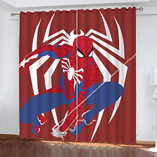 Fgolphd Gardinen Blickdicht Spiderhero 2er Set Verdunklungsgardine Ösen Gardinen Vorhang Lichtundurchlässig Wärmeisolierung Polyester Schlafzimmer (7,100 × 140CM) von Fgolphd
