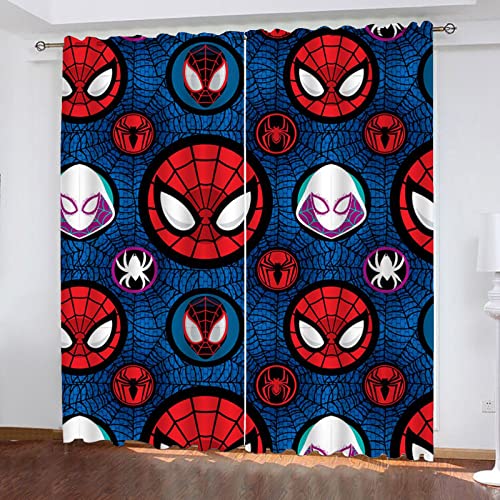 Fgolphd Gardinen Blickdicht Spiderhero 2er Set Verdunklungsgardine Ösen Gardinen Vorhang Lichtundurchlässig Wärmeisolierung Polyester Schlafzimmer (9,220 × 215CM) von Fgolphd