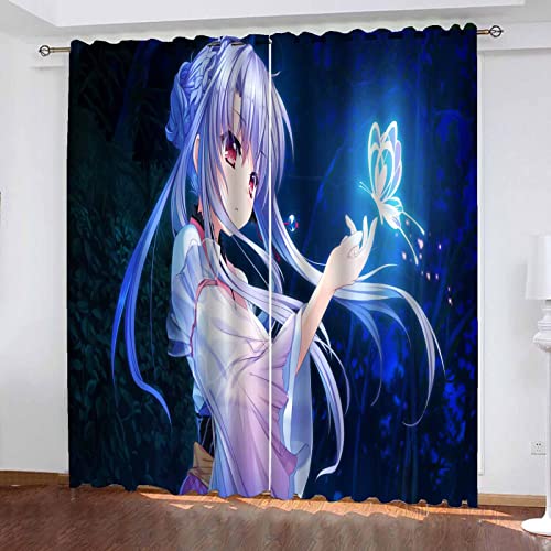 Fgolphd Gardinen Verdunklungsgardine Ösen für Schlafzimmer, Anime Mädchen Verdunkelungsvorhang-Set 2er Set für Kinderzimmer (12,280×245(BxH) cm) von Fgolphd