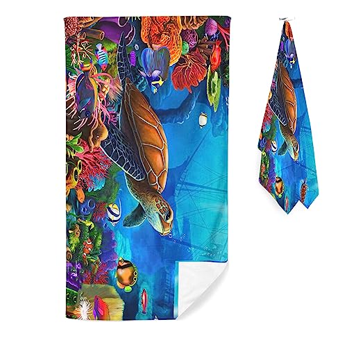 Fgolphd Mikrofaser Handtücher Schildkröten Strandtuch 90x180 cm Sea Turtle Ocean Badetuch Strandlaken Handtuch Strandhandtuch Handtücher Schildkröten Für Reisen Sport (40 x 80 cm,6) von Fgolphd