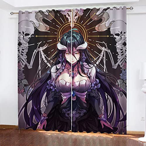 Fgolphd Overlord Albedo Anime Muster Verdunkelungsvorhänge Für Jungen Und Mädchen Schlafzimmer Kinderzimmer Perforierte Vorhänge?2 Paneele (3,280 × 180CM) von Fgolphd