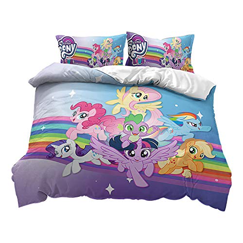 Fgolphd Pony Bettwäsche Und Kissenbezüge 3D-Drucken Mikrofaser Bettbezug-Set Für Jugendliche Gib einem Mädchen einen Prinzessintraum. (4,135 x 200 cm) von Fgolphd