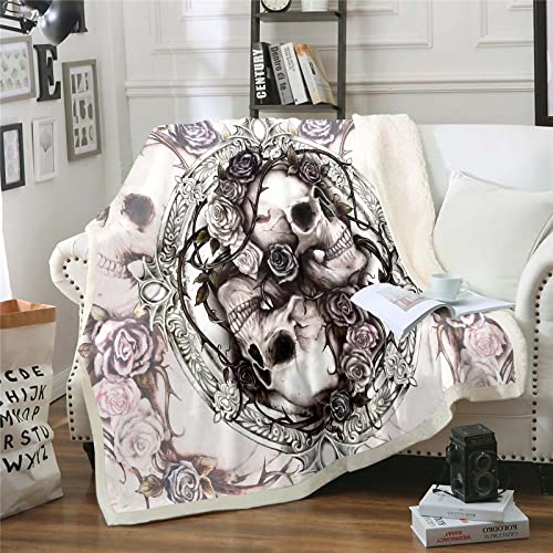 Fgolphd Rose Skull Decke,fleecedecken, Kuscheldecke dünne Decken für Sofa,ultraweich und warm - Mikrofaser 3D-Druck,für Erwachsene und Kinder (9,150x200cm) von Fgolphd